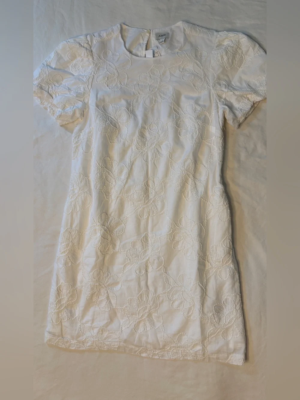J.CREW Women’s White Cotton Embroidered Floral Shift Dress Size 4 NWT $148 MSRP